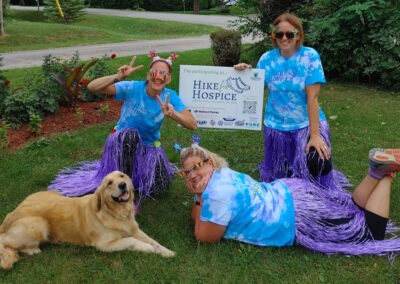 Three Hike for Hospice participants dressed in crazy costumes